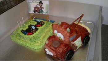 Sorry, photo quality not so great. This was my first ever 3D cake (second cake I've done). Loved making it and watching the kids take it apart and eat it all!