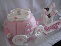 Chocolate mud cake - the little girl is horse mad, so her mum asked for a princess carriage with horses. My first time making horses (and carriage) and I was very pleased with how it turned out