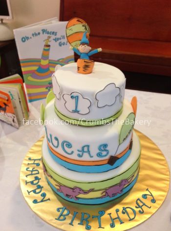 Dr. Seuss' Oh, the Places You'll Go!-themed, 1st birthday cake