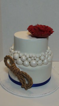 Modeling chocolate rope, pearls and gumpaste flower