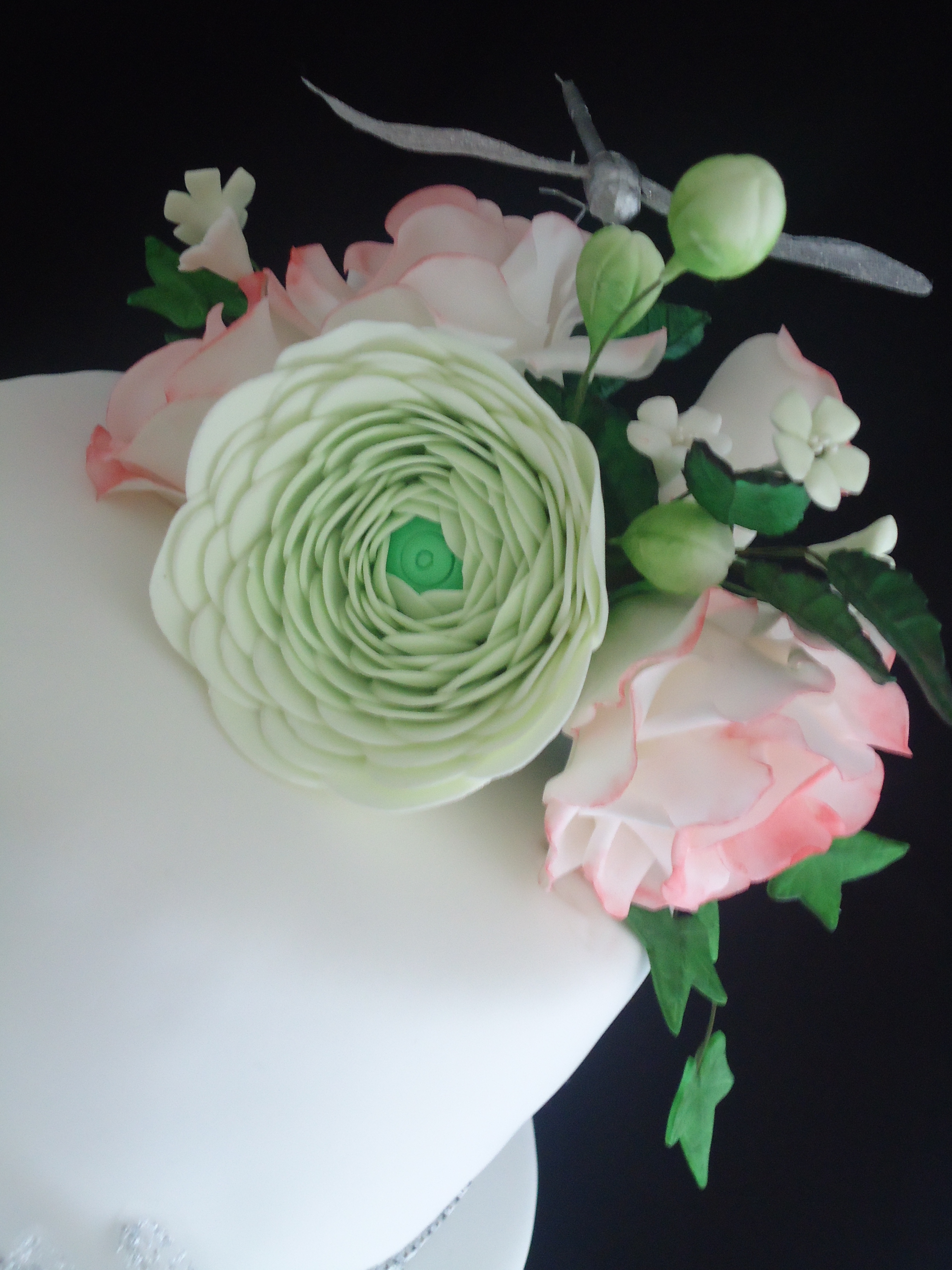 Close up of the flowers - Ranunculus and roses.