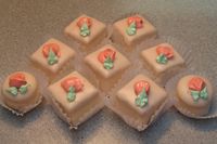 Petit Fours with royal icing piped roses