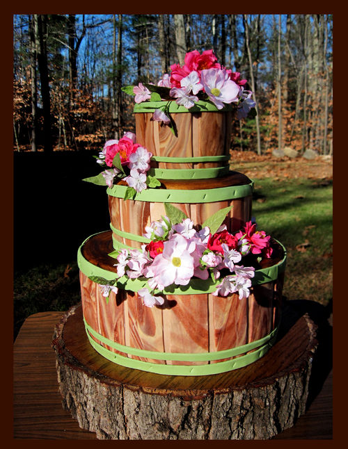 Three Tiered Apple Basket Cake.  Made for a wedding show at an orchard.