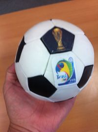 Complete sphere lemon sponge football cake for World Cup 2014
